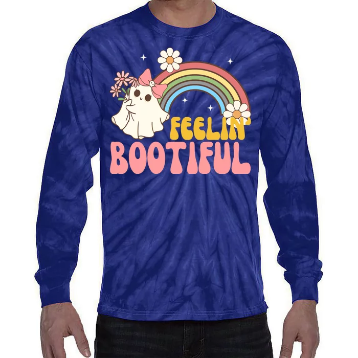 Feeling Bootiful Cute Retro Ghost Halloween Tie-Dye Long Sleeve Shirt