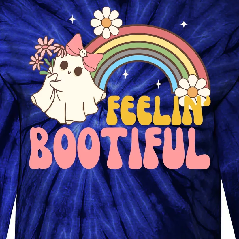 Feeling Bootiful Cute Retro Ghost Halloween Tie-Dye Long Sleeve Shirt