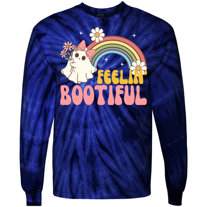 Feeling Bootiful Cute Retro Ghost Halloween Tie-Dye Long Sleeve Shirt