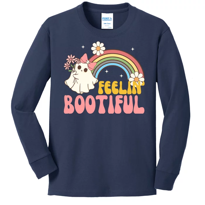 Feeling Bootiful Cute Retro Ghost Halloween Kids Long Sleeve Shirt