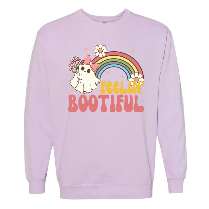 Feeling Bootiful Cute Retro Ghost Halloween Garment-Dyed Sweatshirt