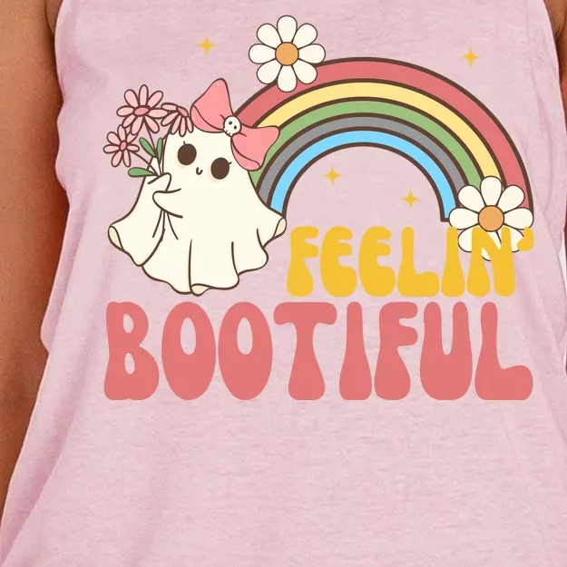 Feeling Bootiful Cute Retro Ghost Halloween Women's Knotted Racerback Tank