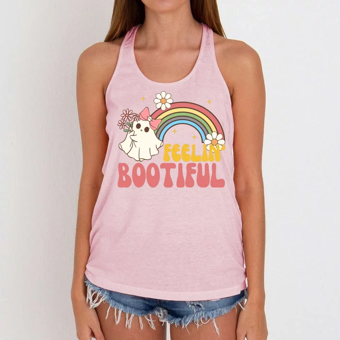 Feeling Bootiful Cute Retro Ghost Halloween Women's Knotted Racerback Tank