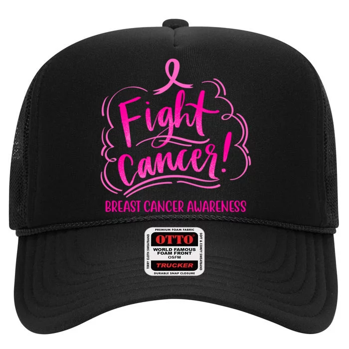 Fight Breast Cancer Awareness High Crown Mesh Trucker Hat