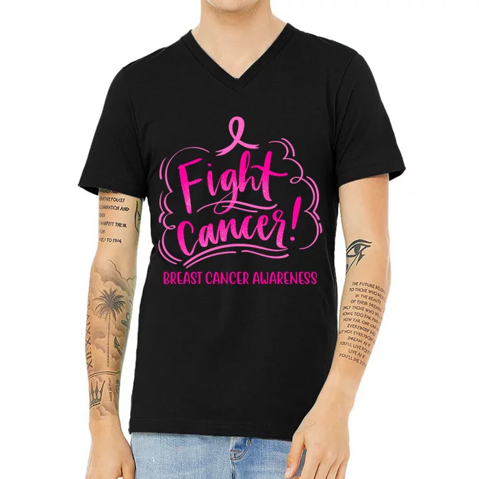 Fight Breast Cancer Awareness V-Neck T-Shirt