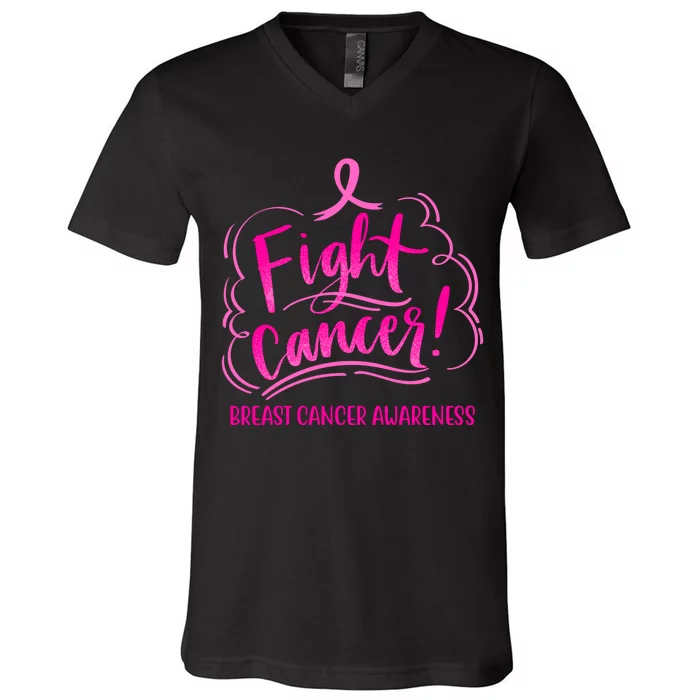 Fight Breast Cancer Awareness V-Neck T-Shirt