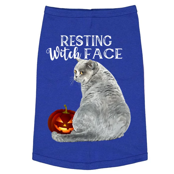 Funny Black Cat Resting Witch Face Halloween Costume Meaningful Gift Doggie Tank