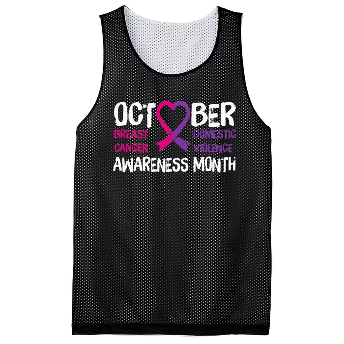 Family Breast Cancer And Domestic Violence Awareness Month Mesh Reversible Basketball Jersey Tank