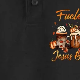 Fueled By Coffee Pumpkin Spice Jesus Autumn Thanksgiving Dry Zone Grid Performance Polo