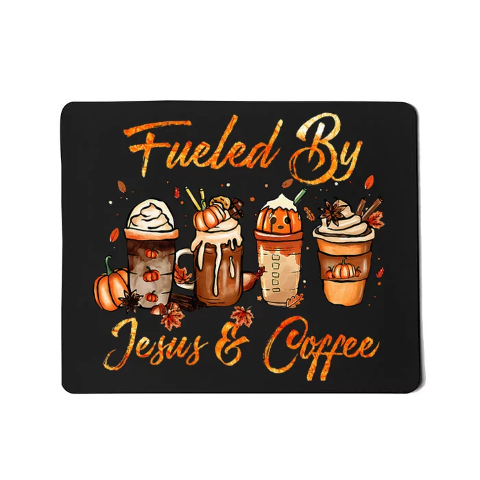 Fueled By Coffee Pumpkin Spice Jesus Autumn Thanksgiving Mousepad