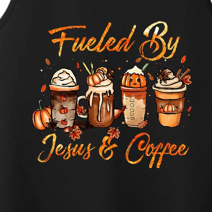 Fueled By Coffee Pumpkin Spice Jesus Autumn Thanksgiving Performance Tank