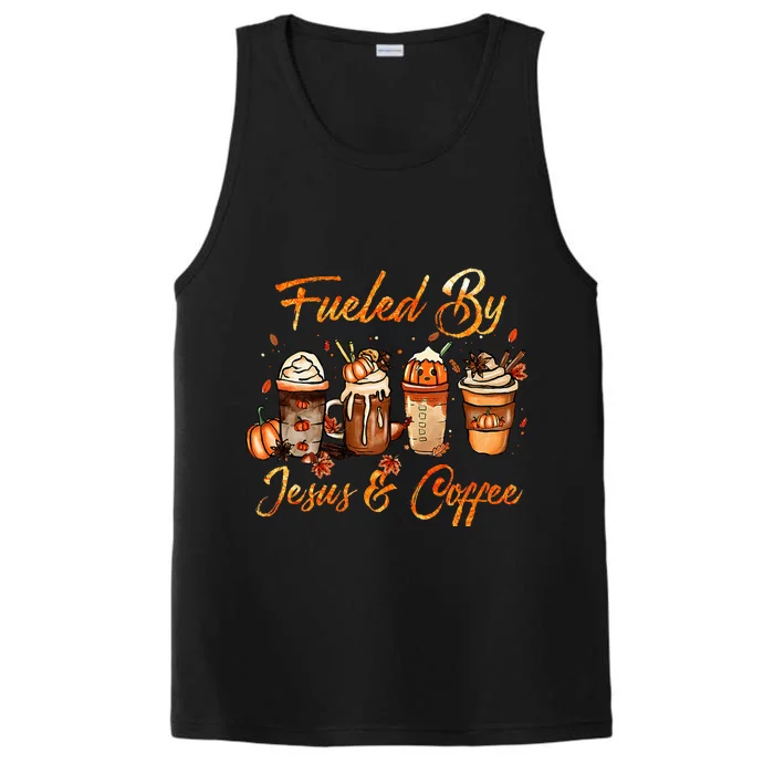 Fueled By Coffee Pumpkin Spice Jesus Autumn Thanksgiving Performance Tank