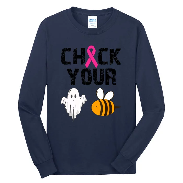 Funny Breast Cancer Check Your Boo Bees Halloween Gift Tall Long Sleeve T-Shirt