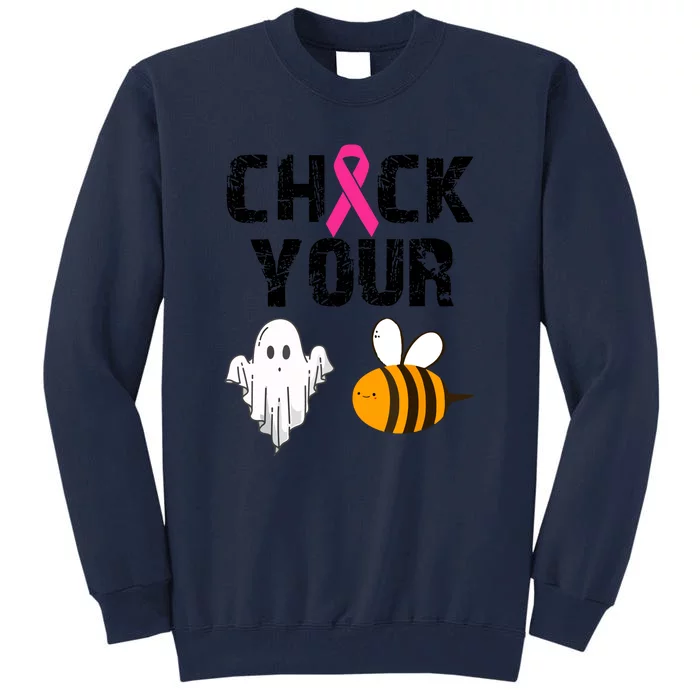 Funny Breast Cancer Check Your Boo Bees Halloween Gift Tall Sweatshirt