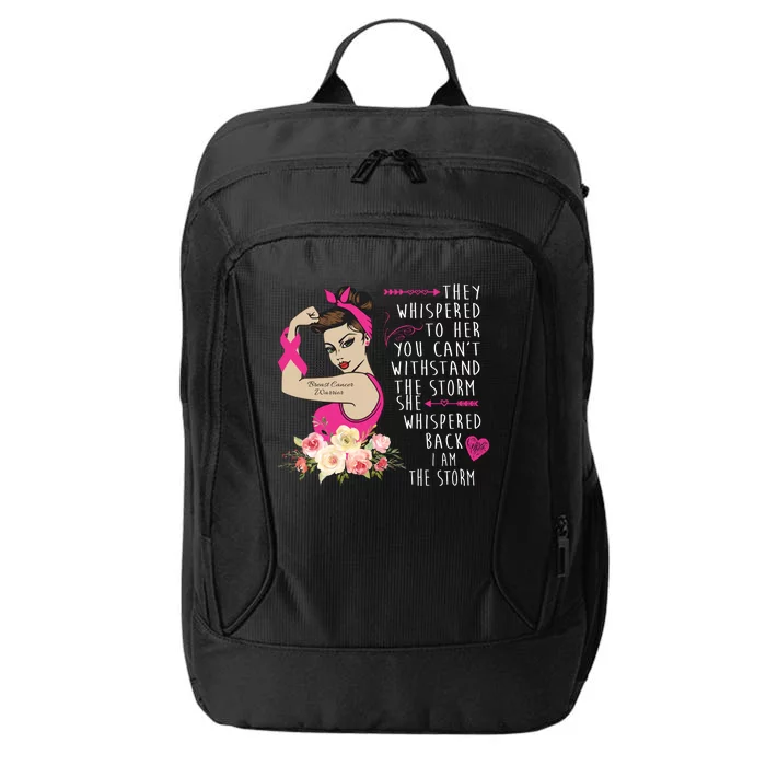 Fight Breast Cancer Quote Messy Bun City Backpack