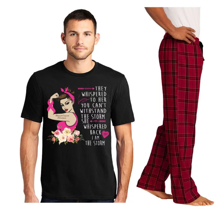 Fight Breast Cancer Quote Messy Bun Pajama Set