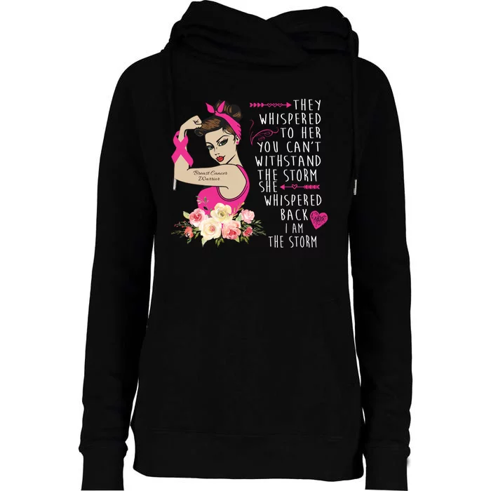 Fight Breast Cancer Quote Messy Bun Womens Funnel Neck Pullover Hood