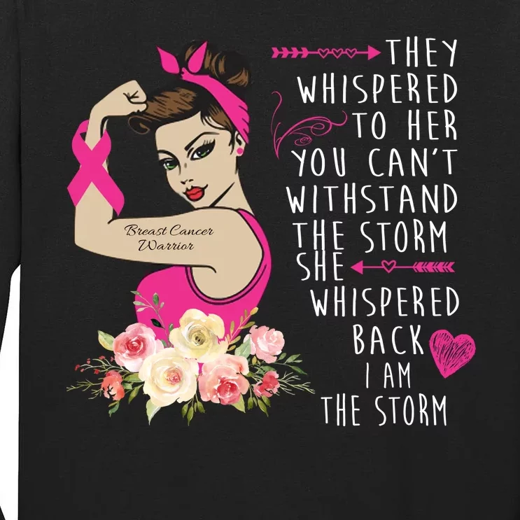 Fight Breast Cancer Quote Messy Bun Tall Long Sleeve T-Shirt