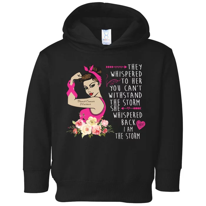 Fight Breast Cancer Quote Messy Bun Toddler Hoodie