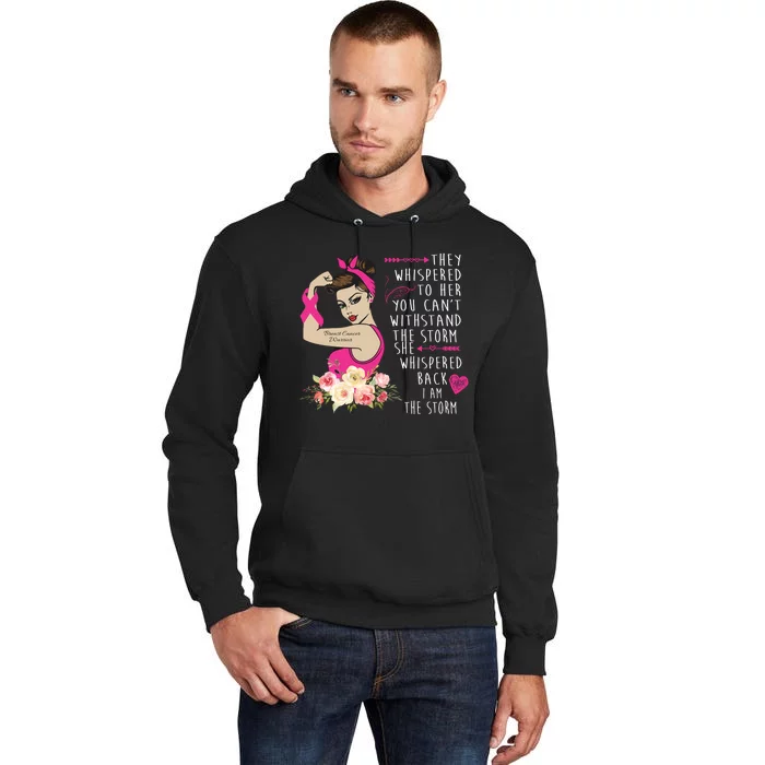 Fight Breast Cancer Quote Messy Bun Tall Hoodie