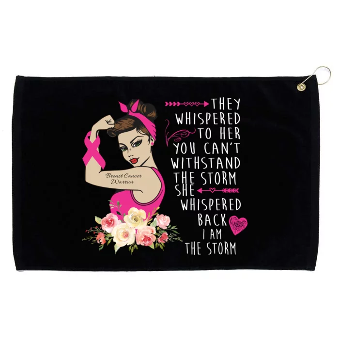 Fight Breast Cancer Quote Messy Bun Grommeted Golf Towel