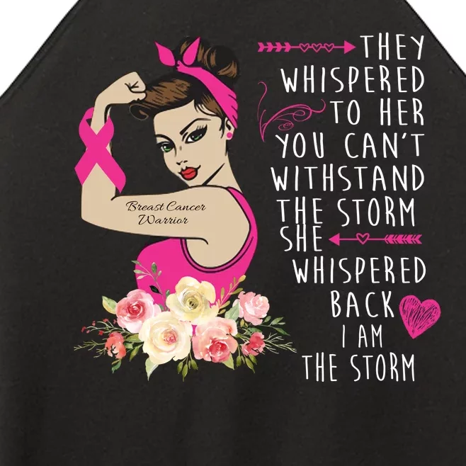 Fight Breast Cancer Quote Messy Bun Women’s Perfect Tri Rocker Tank