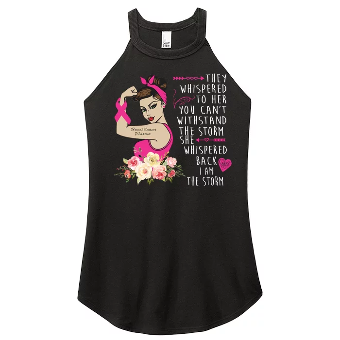 Fight Breast Cancer Quote Messy Bun Women’s Perfect Tri Rocker Tank