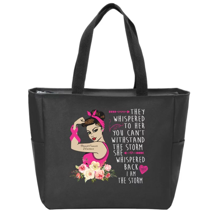 Fight Breast Cancer Quote Messy Bun Zip Tote Bag