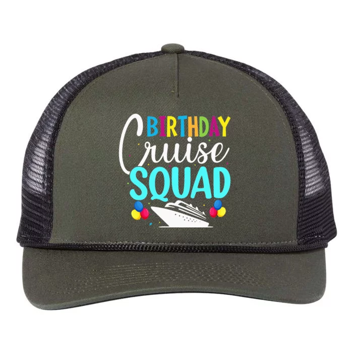 Funny Birthday Cruise Squad Cruising Ship Vacation Party Retro Rope Trucker Hat Cap