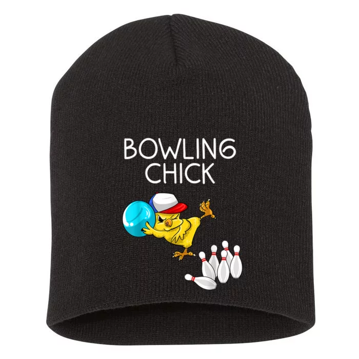 Funny Bowling Cute Bowling Chick Sports Athlete Short Acrylic Beanie