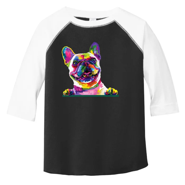 French bulldog Colorful happy Dog 's face Pop Art Style Toddler Fine Jersey T-Shirt