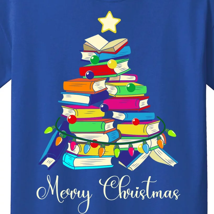 Funny Book Christmas Tree Merry Christmas Gift Kids T-Shirt