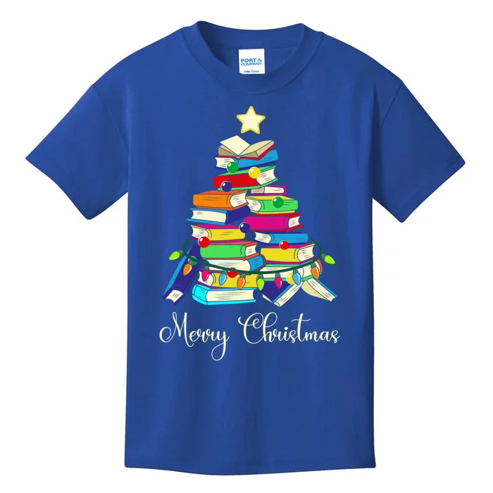 Funny Book Christmas Tree Merry Christmas Gift Kids T-Shirt