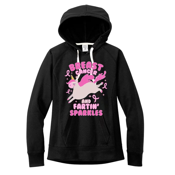 Funny Breast Cancer And Fartin' Sparkles Unicorn Women's Fleece Hoodie