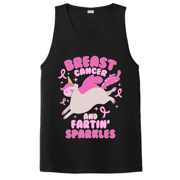 Funny Breast Cancer And Fartin' Sparkles Unicorn Performance Tank