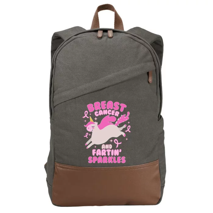 Funny Breast Cancer And Fartin' Sparkles Unicorn Cotton Canvas Backpack