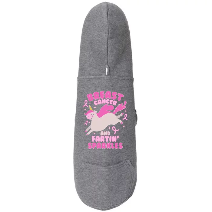 Funny Breast Cancer And Fartin' Sparkles Unicorn Doggie 3-End Fleece Hoodie