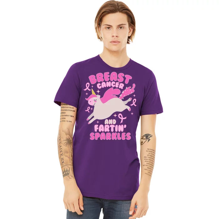 Funny Breast Cancer And Fartin' Sparkles Unicorn Premium T-Shirt