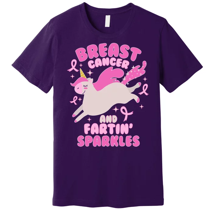 Funny Breast Cancer And Fartin' Sparkles Unicorn Premium T-Shirt