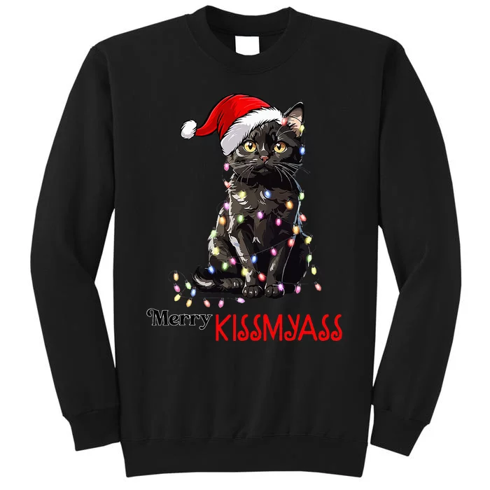 Funny Black Cat Merry Kissmyass Xmas Pajamas Chritsmas Sweatshirt