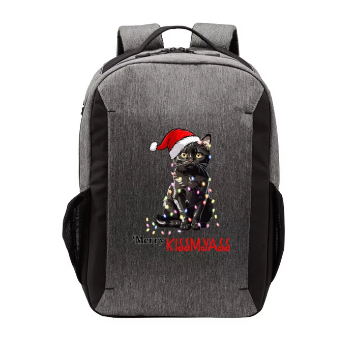 Funny Black Cat Merry Kissmyass Xmas Pajamas Chritsmas Vector Backpack