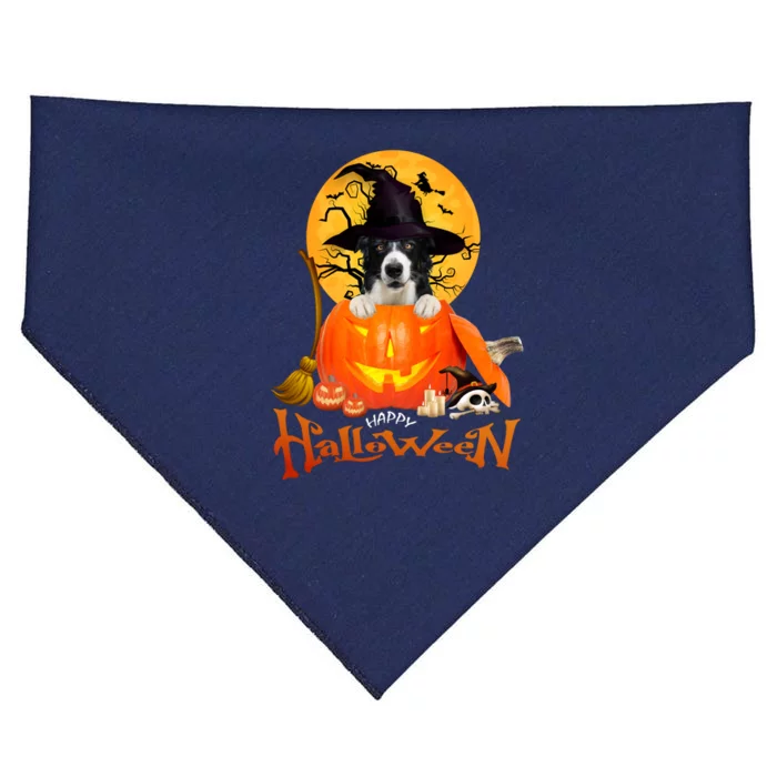 Funny Border Collie Dog Spooky Halloween USA-Made Doggie Bandana