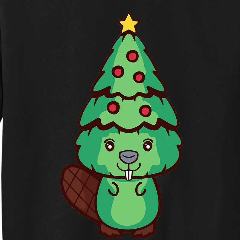 Festive Beaver Costume Christmas Tree Inspired Design Tall Sweatshirt