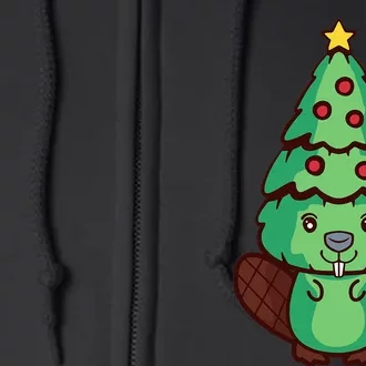 Festive Beaver Costume Christmas Tree Inspired Design Full Zip Hoodie