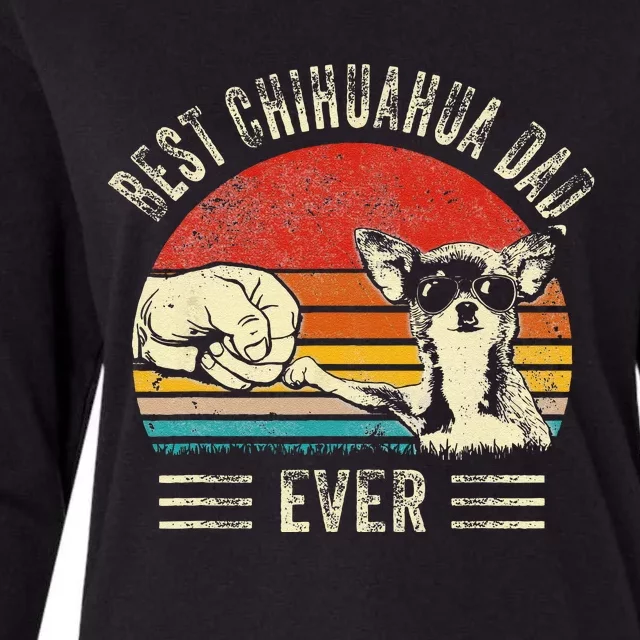 Funny Best Chihuahua Dad Ever Bump Funny Dog Dad Fathers Day Womens Cotton Relaxed Long Sleeve T-Shirt