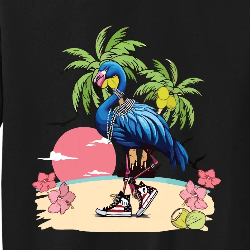 Flamingo Blue Chucks And Pearls Funny Coconut Tree Women Sweatshirt