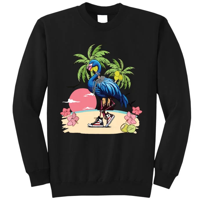 Flamingo Blue Chucks And Pearls Funny Coconut Tree Women Sweatshirt