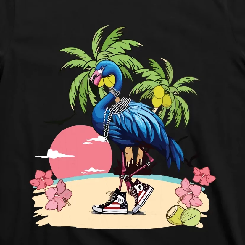 Flamingo Blue Chucks And Pearls Funny Coconut Tree Women T-Shirt