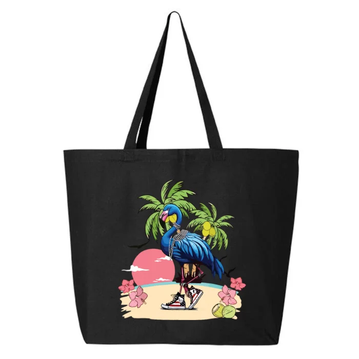 Flamingo Blue Chucks And Pearls Funny Coconut Tree Women 25L Jumbo Tote