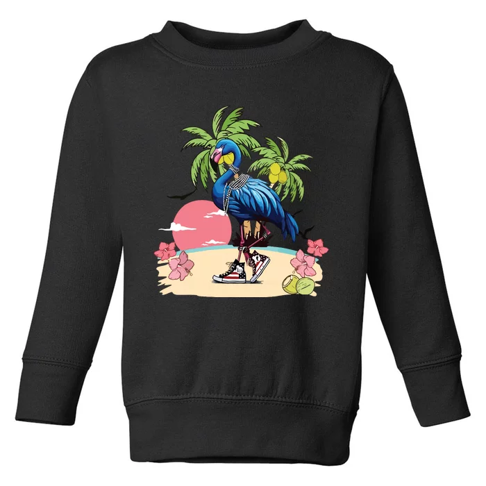 Flamingo Blue Chucks And Pearls Funny Coconut Tree Women Toddler Sweatshirt